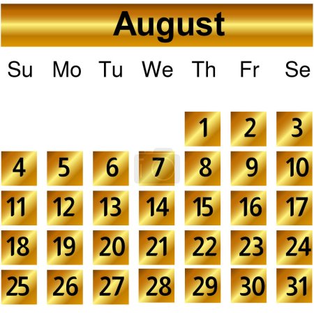 Illustration for August month calendar 2024 - Royalty Free Image