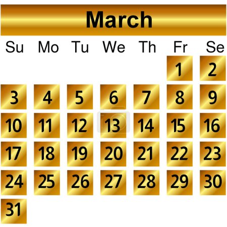 Illustration for March month calendar 2024 - Royalty Free Image