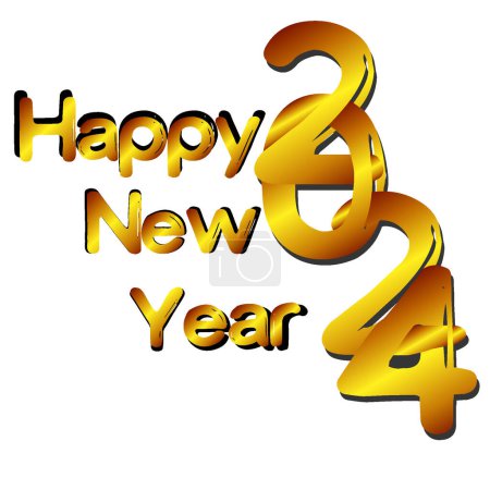 Illustration for Happy new year 2024 in gold color shape of calendar element - Royalty Free Image