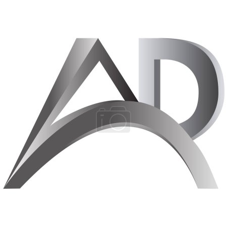 3d ar logotipo o símbolo para el departamento de salud de la educación gráfica. Letra inicial A y R o D Ilustración Vectorial Vinculada en color plata para Diseño Gráfico.