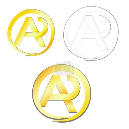 AR gold and silver symbol on white background. Ar graphics logo or icon for education health graphic industry 3 shape