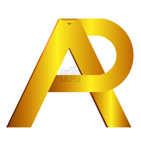 3d ar logo or icon in golden color Gold letter AR on a white background. Eps Vector illustration