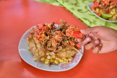Foto de Una muestra de Tarija: platos salados e ingredientes locales en exhibición - Imagen libre de derechos