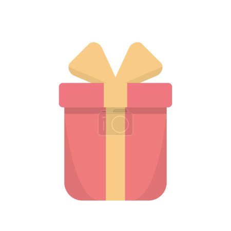 Illustration for Cute vector cartoon icon of a red gift box with golden ribbon - Royalty Free Image