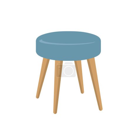 Téléchargez les illustrations : Illustration vectorielle dessin animé plat de chaise ronde bleue en bois, meubles - en licence libre de droit