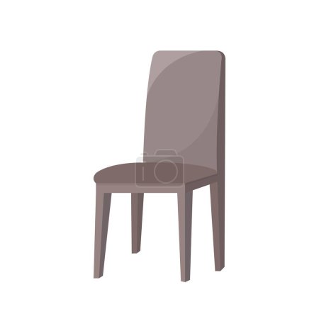 Téléchargez les illustrations : Illustration vectorielle dessin animé plat de chaise marron avec dossier, meubles - en licence libre de droit