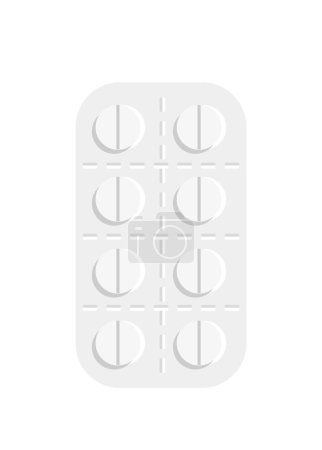 Illustration for Pills blister isolated on white background, treatment of diseases and pain, pills medicine packs: vitamins, antibiotics, aspirin vector illustration icon - Royalty Free Image