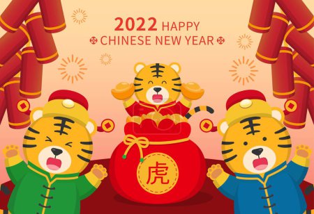 Illustration for Poster for Chinese New Year, Year of the Tiger Comic Cartoon Character Mascot Vector - Royalty Free Image