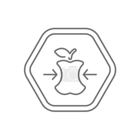 Illustration for Black hexagon logo black thin line icon vector, an apple represents weight loss - Royalty Free Image