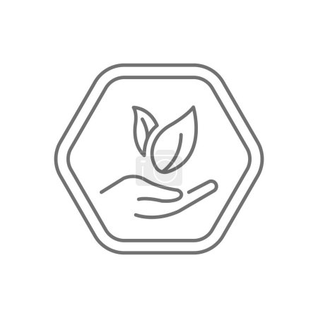 Téléchargez les illustrations : Logo hexagonal noir vecteur d'icône de ligne mince noire, protection de l'environnement et écologie - en licence libre de droit