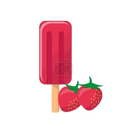 Illustration for Cartoon comic vector of strawberry popsicle - Royalty Free Image