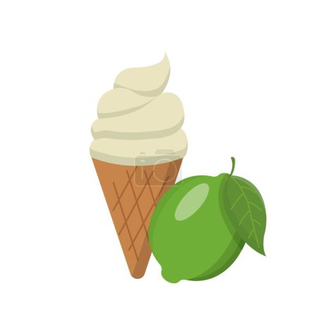 Téléchargez les illustrations : Caricature vecteur comique de crème glacée au citron avec cône - en licence libre de droit