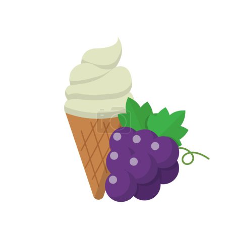 Téléchargez les illustrations : Dessin animé vecteur comique avec crème glacée au raisin et cône - en licence libre de droit