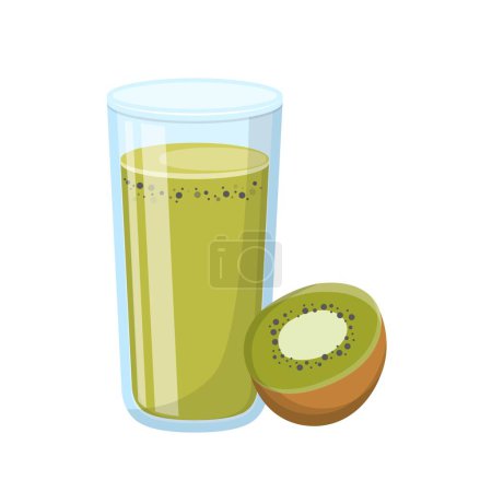 Illustration for Cartoon comic vector of kiwi juice with glass cup - Royalty Free Image