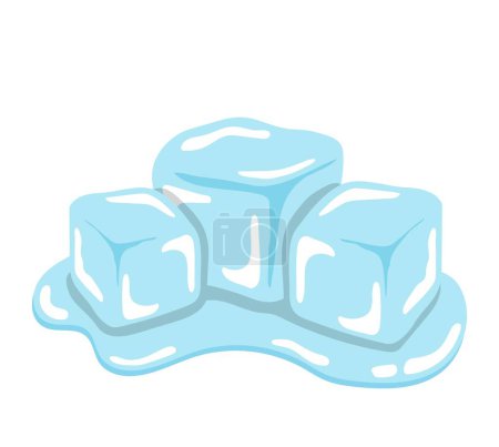 Illustration for Comic cartoon illustration vector of ice cubes, cold transparent freeze melting - Royalty Free Image