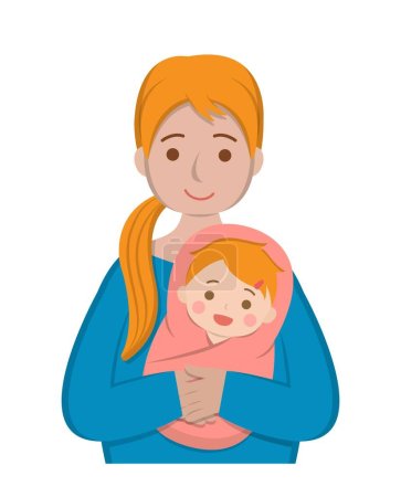 Ilustración de Madre con bebé de dibujos animados personaje cómico vector - Imagen libre de derechos
