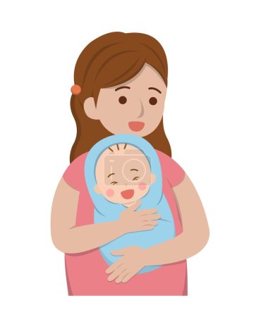 Téléchargez les illustrations : Mère avec bébé dessin animé personnage comique vecteur - en licence libre de droit