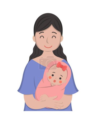 Illustration for Mother with baby cartoon comic character vector - Royalty Free Image