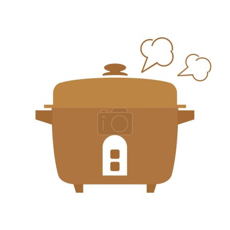 Téléchargez les illustrations : Vapeur de riz dans une casserole électrique - en licence libre de droit