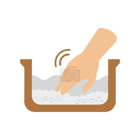 Téléchargez les illustrations : Étapes de la cuisson du riz : laver le riz à la main - en licence libre de droit
