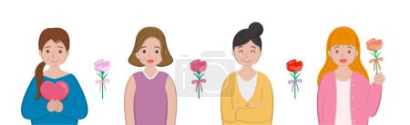 Téléchargez les illustrations : La combinaison de fleurs de mère et d'oeillet pour célébrer la fête des mères - en licence libre de droit