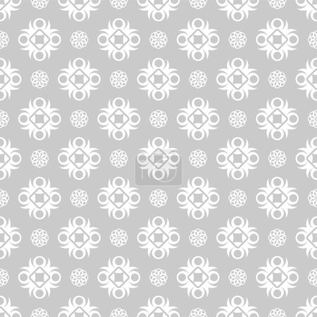 Téléchargez les illustrations : Classique blanc cassé géométrique totem fleur de vigne porcelaine textile fond continu sans couture - en licence libre de droit