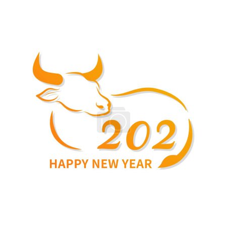 Ilustración de Diseño de ícono de oro de Bull, contorno, logotipo, insignia, elemento de Año Nuevo chino, Zodiaco - Imagen libre de derechos