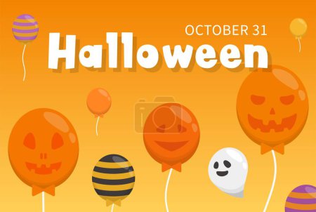 Illustration for Halloween decoration balloons with scary and playful expressions, cartoon comic vector illustration, poster or invitation card - Royalty Free Image