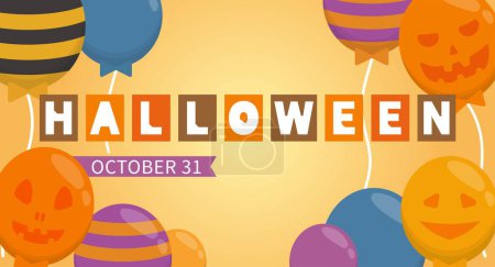 Illustration for Halloween decoration balloon, playful expression, cartoon comic vector illustration, card or banner - Royalty Free Image