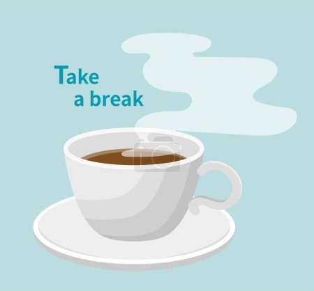 Téléchargez les illustrations : Tasse de café avec illustration vectorielle de fumée ou icône isolée sur fond blanc - en licence libre de droit