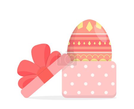 Ilustración de Huevos de Pascua dentro de la caja de regalo, hermosa cinta y huevos pintados, ilustración de vectores de colores - Imagen libre de derechos