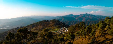 Beautiful Nature Areal Photography river and village, Panorama Photography Uttarakhand India