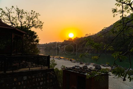 Ram Jhula Rishikesh Uttarakhand Yoga Hauptstadt Naturlandschaft Fotografie, Sonnenuntergang
