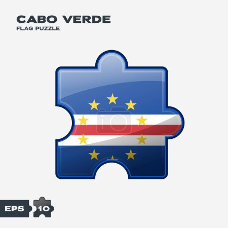 Ilustración de Piezas del rompecabezas bandera de Cabo Verde. ilustración vectorial aislada sobre un fondo blanco - Imagen libre de derechos