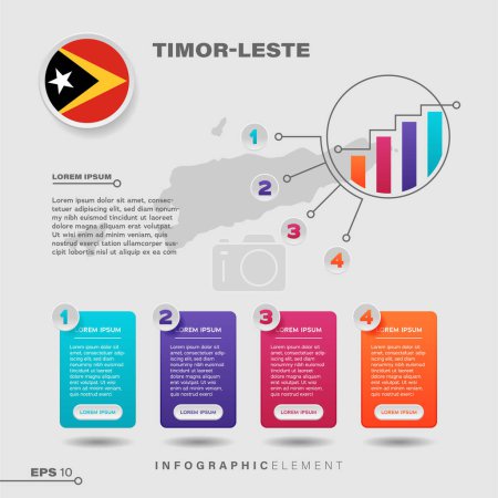 Illustration for 4 step infographic chart design element. To present information with the Timor Leste flag - Royalty Free Image