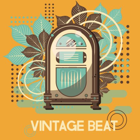 Illustration for Vintage Beat with natural leaves background and beautiful lines. Vector illustration. retro style - Royalty Free Image
