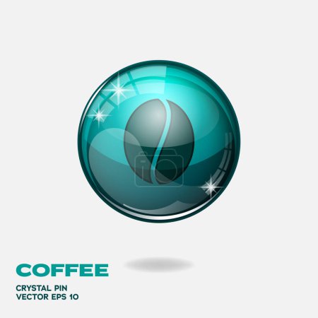Téléchargez les photos : Tosca blue glossy button with coffee logo element - en image libre de droit