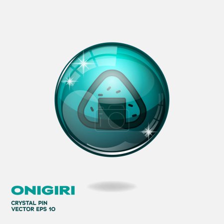 Botón azul Tosca brillante con elemento logo onigiri