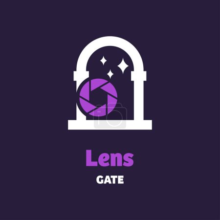 Illustration for Lens logo template vector icon element isolated on dark blue background - Royalty Free Image