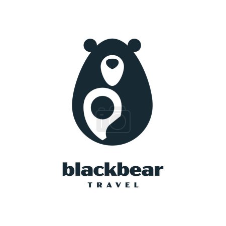 Black bear and travel logo design vector graphic symbol icon illustration creative idea