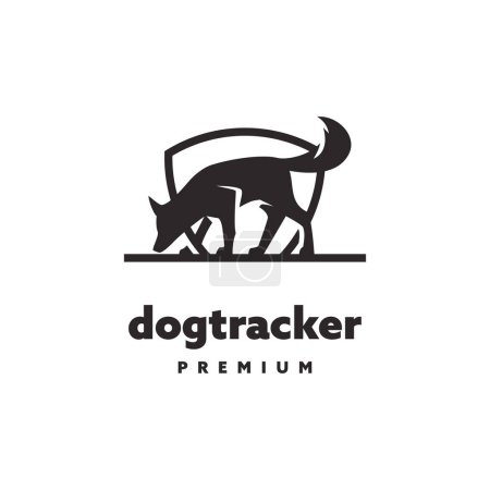 Modèle de logo de traqueur de chien vecteur de conception, emblème, concept de conception, symbole créatif ou icône