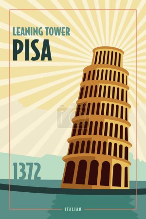 Téléchargez les illustrations : La tour penchée au centre de Pise, Italie. Repère national italien dans un style moderne. Illustration vectorielle - en licence libre de droit