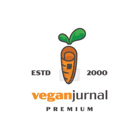 Ilustración de Logo de doble significado, Zanahoria con plantilla de logotipo de diario - Imagen libre de derechos