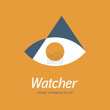 Illustration for Watcher triangle overlapping the eye logo. vector illustration - Royalty Free Image