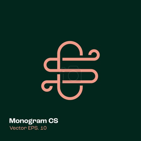 Monogram design CS logo template. Elegant line art icon. Business card. Vector illustration