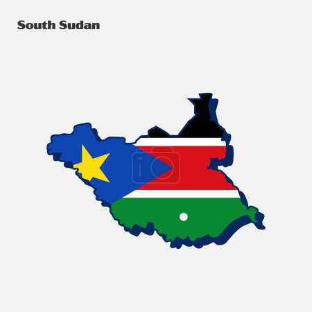 Téléchargez les illustrations : Carte de la forme du drapeau du Soudan du Sud. Illustration vectorielle. Eps 10 - en licence libre de droit