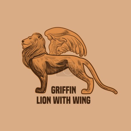 Téléchargez les illustrations : Illustration vectorielle des ailes de lion Griffin pour votre entreprise ou marque - en licence libre de droit