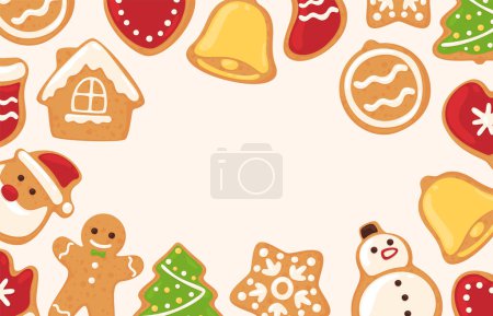 Téléchargez les illustrations : Biscuits de Noël. Délicieuses, belles pâtisseries dans le style de Noël. Une délicieuse pâtisserie sucrée pour la table festive. - en licence libre de droit
