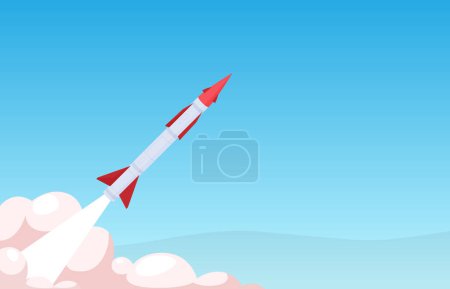 Illustration for Military rocket. A long-range technological precision weapon with a rocket engine. Cruise and ballistic missiles. - Royalty Free Image