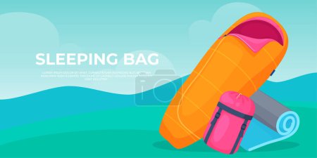 Illustration for Tourist sleeping bags. Travel, outdoor recreation, fresh air. Comfortable sleep in the open sky. - Royalty Free Image